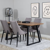 Jídelní stůl Inca - 160/200*85*H75 - Dub / Černá +Leone 2.0 Polar Grey - ČERNÉ nohy _4