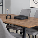 Jídelní stůl Inca - 160/200*85*H75 - Dub / Černá +Leone 2.0 Polar Grey - ČERNÉ nohy _4