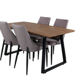 Jídelní stůl Inca - 160/200*85*H75 - Dub / Černá +Leone 2.0 Polar Grey - ČERNÉ nohy _4