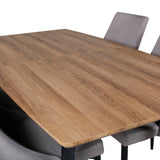 Jídelní stůl Inca - 160/200*85*H75 - Dub / Černá +Leone 2.0 Polar Grey - ČERNÉ nohy _4