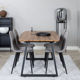 Jídelní stůl Inca - 160/200*85*H75 - Dub / Černá + Židle Polar - Šedá látka Černé nohy _4