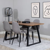 Jídelní stůl Inca - 160/200*85*H75 - Dub / Černá + Židle Polar - Šedá látka Černé nohy _4