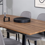 Jídelní stůl Inca - 160/200*85*H75 - Dub / Černá + Židle Polar - Šedá látka Černé nohy _4