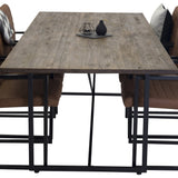 Padang Matbord - Svart / mörk Teak - 250*100*H76+Art Karmstol - Svart / Brun PU_
