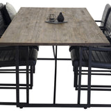 Padang Matbord - Svart / mörk Teak - 250*100*H76+Art Karmstol - Svart / Svart PU