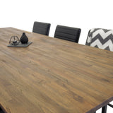 Padang Matbord - Svart / mörk Teak - 250*100*H76+Art Karmstol - Svart / Svart PU