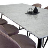 Estelle Matbord - Svart / Vit Marmor - 200*90*H76+Velvet Matstol - Svart / Gamme