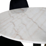 Kulatý jídelní stůl Estelle 106 cm Bílý mramor / Černé nohy - Židle Polar - Černý samet / Matná mosazná noha 4