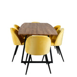 Inca Matbord - Svart / Oljad Ek - 160/200*85*H75+Velvet Matstol - Svart / Gul Sa