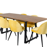 Inca Matbord - Svart / Oljad Ek - 160/200*85*H75+Velvet Matstol - Svart / Gul Sa