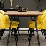 Inca Matbord - Svart / Oljad Ek - 160/200*85*H75+Velvet Matstol - Svart / Gul Sa