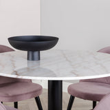 Estelle runt Matbord - Svart / Vit marmor - ø106*H75+Velvet matstol - Manchester