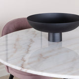 Estelle runt Matbord - Svart / Vit marmor - ø106*H75+Velvet matstol - Manchester