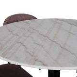 Estelle runt Matbord - Svart / Vit marmor - ø106*H75+Velvet matstol - Manchester