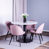 Estelle runt Matbord - Svart / Vit marmor - ø106*H75+Velvet matstol - Manchester