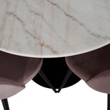 Estelle runt Matbord - Svart / Vit marmor - ø106*H75+Velvet matstol - Manchester