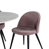 Estelle runt Matbord - Svart / Vit marmor - ø106*H75+Velvet matstol - Manchester
