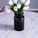 Estelle runt Matbord - Svart / Vit marmor - ø106*H75+Velvet matstol - Manchester