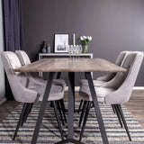 Marina Matbord - Svart / Grå Ek - 180*90*H75+Velvet Deluxe jídelní židle - černá