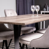 Marina Matbord - Svart / Grå Ek - 180*90*H75+Velvet Deluxe jídelní židle - černá