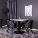 Razzia Jídelní stůl 106cm - Šedá Terazzo / Černá+Velvet jídelní židle mosaz š.