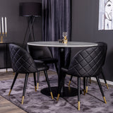 Razzia Jídelní stůl 106cm - Šedá Terazzo / Černá+Velvet jídelní židle mosaz š.