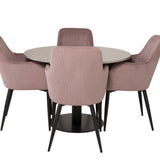 Jídelní stůl Razzia 106 cm - Šedá Terazzo / Černá + Komfortní jídelní židle - Černé nohy / Dusty Pink Manšestr _4