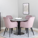 Jídelní stůl Razzia 106 cm - Šedá Terazzo / Černá + Komfortní jídelní židle - Černé nohy / Dusty Pink Manšestr _4