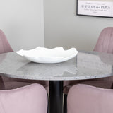 Jídelní stůl Razzia 106 cm - Šedá Terazzo / Černá + Komfortní jídelní židle - Černé nohy / Dusty Pink Manšestr _4