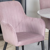 Jídelní stůl Razzia 106 cm - Šedá Terazzo / Černá + Komfortní jídelní židle - Černé nohy / Dusty Pink Manšestr _4