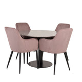 Jídelní stůl Razzia 106 cm - Šedá Terazzo / Černá + Komfortní jídelní židle - Černé nohy / Dusty Pink Manšestr _4