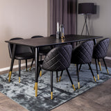 Dipp jídelní stůl - 180*90cm - Černá dýha / černé nohy s mosazným dippem + Velvet di