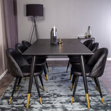 Dipp jídelní stůl - 180*90cm - Černá dýha / černé nohy s mosazným dippem + Velvet di