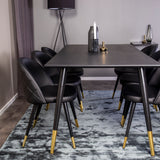 Dipp jídelní stůl - 180*90cm - Černá dýha / černé nohy s mosazným dippem + Velvet di