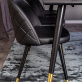 Dipp jídelní stůl - 180*90cm - Černá dýha / černé nohy s mosazným dippem + Velvet di