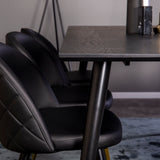 Dipp jídelní stůl - 180*90cm - Černá dýha / černé nohy s mosazným dippem + Velvet di