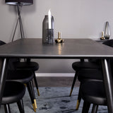 Dipp jídelní stůl - 180*90cm - Černá dýha / černé nohy s mosazným dippem + Velvet di