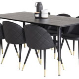 Dipp jídelní stůl - 180*90cm - Černá dýha / černé nohy s mosazným dippem + Velvet di