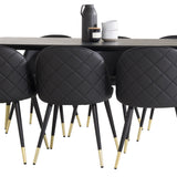 Dipp jídelní stůl - 180*90cm - Černá dýha / černé nohy s mosazným dippem + Velvet di