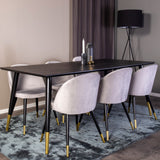 Dipp jídelní stůl - 180*90cm - Černá dýha / černé nohy s mosazným dippem +Velvet Ma