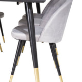 Dipp jídelní stůl - 180*90cm - Černá dýha / černé nohy s mosazným dippem +Velvet Ma