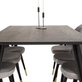 Dipp jídelní stůl - 180*90cm - Černá dýha / černé nohy s mosazným dippem +Velvet Ma