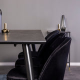 Dipp jídelní stůl - 180*90cm - Černá dýha / černé nohy s mosazným dipp - Sametová jídelní židle Mosaz - Černá / Černá 6