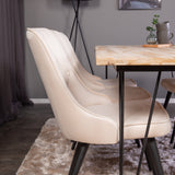 Stůl Bali - 200*90cm - Teak /Černá - Velvet Deluxe Jídelní židle - Černé nohy / Béžový samet 6