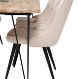 Stůl Bali - 200*90cm - Teak /Černá - Velvet Deluxe Jídelní židle - Černé nohy / Béžový samet 6