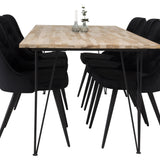 Stůl Bali - 200*90cm - Teak /Černá - Velvet Deluxe Jídelní židle - Černé nohy / Black Velvet 6
