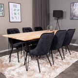 Stůl Bali - 200*90cm - Teak /Černá - Velvet Deluxe Jídelní židle - Černé nohy / Black Velvet 6