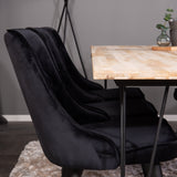 Stůl Bali - 200*90cm - Teak /Černá - Velvet Deluxe Jídelní židle - Černé nohy / Black Velvet 6