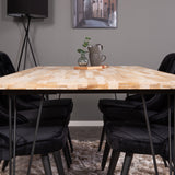 Stůl Bali - 200*90cm - Teak /Černá - Velvet Deluxe Jídelní židle - Černé nohy / Black Velvet 6