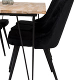 Stůl Bali - 200*90cm - Teak /Černá - Velvet Deluxe Jídelní židle - Černé nohy / Black Velvet 6